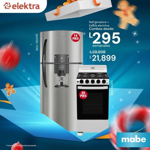 Refrigeradora Mabe 14 PIES RMP1400FJCAU + Estufa Eléctrica Mabe 20 Pulgadas EME5030BES1