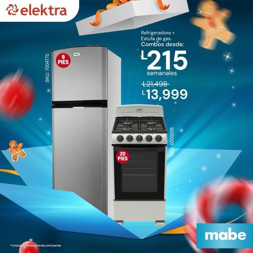 Refrigeradora Mabe 9 PIES RMA1230PVCAE + Estufa de Gas Mabe 20 Pulgadas EMA5110SG0