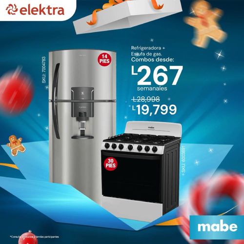 Refrigeradora Mabe 14 PIES RMP1400FJCAU + Estufa de Gas Mabe 30 Pulgadas EM7622BAPS2