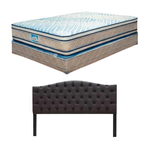 Cama Viva Realce Box Top Queen + Cabecera Montreal Matri/Queen