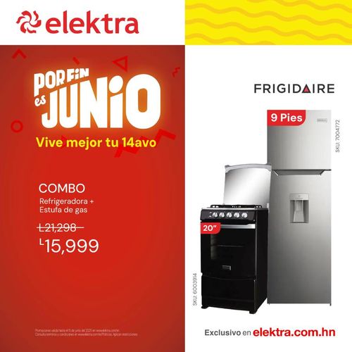 Combo Estufa de Gas Frigidaire 20P + Refrigeradora Frigidaire 9P